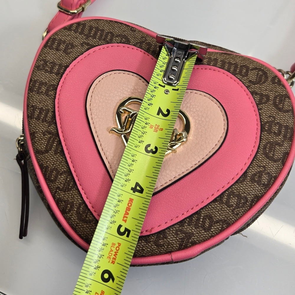 Juicy Couture Love Never Dies Heart Crossbody Bag Juicy Pink Cafe Brown Logo Y2K - Picture 10 of 12
